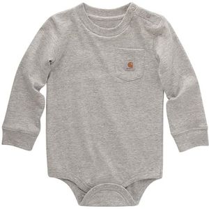Carhartt Uniseks baby lange mouwen tas body, gemengd grijs, 12 Maanden