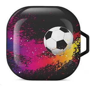 Gekleurde spatten met voetbal oordopjes hoesje compatibel met Samsung hard shell beschermhoes zwart stijl