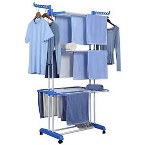 Herzberg HG8034ORG 20m Eenvoudige Montage Multifunctionele Kleding Airer Roestvrij Staal en ABS Blauw