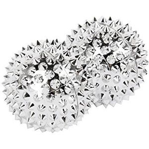 CHI-ENTERPRISE - Twee magnetische massageballen - klein | fasciaballen voor zelftherapeutische acupressuur behandeling | Inhoud: 2 egelballen in zilver, elk 32 mm diameter & 228 acupressuurnaalden