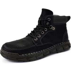 Men's Casual Chukka Boots Fashion Dress Boots Motorcycle Combat Leather Ankle Boot Plus Velvet (Color : Black, Size : EU 41)