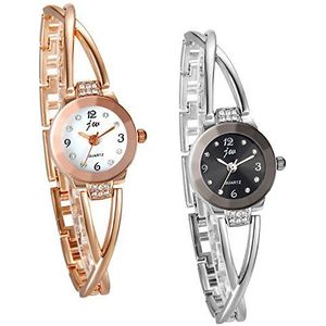 JewelryWe Dameshorloge, elegante kruising armband design met strass met digitale wijzerplaat gesphorloge, legering, roségoud zilver, Kerstmis, verjaardag