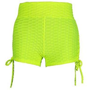 Wilitto Vrouwen Scrunch Booty Shorts Honingraat Ruched Butt Lift Push Up Getextureerde Anti Cellulite Shorts TIK Tok Hoge Taille Hot Broek Gym Yoga Running Sport Workout Fitness Shorts Lime Groen XL