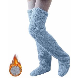 Over Knee High Fuzzy Socks,Over Knee Winter Furry Leg Warmers,2024 New Teddy Legs Long Socks,Warm Over Knee High Fuzzy Cozy Socks,Plush Slipper Socks for Winter Home Sleeping Socks (Light blue)
