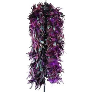 2 meter/partij gekleurde haan kippenveer boa 200g sjaal natuurlijke pikpluimen voor ambachtelijke l bruiloft carnaval l decor-paars-2M 200G