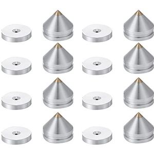 Okeeyseda 8 Set Speaker Stand Voet Pad Aluminium Metalen Spikes Cone Floor Voet Nail Zilver