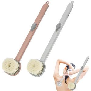 Rugschrobber for douche, doucheborstel met lange steel en zeepdispenser, badborstel, doucheborstel met zachte haren, verwijderbare rugdouchemassage-reinigingsborstel /654 (Color : 2pcs (Pink+gray))