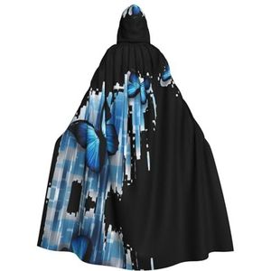 MDATT Halloween Hooded Mantel, Hooded Cape Omkeerbare Vampier Heks Halloween Cosplay Fancy Dress Kostuum Blauw Buteerfly