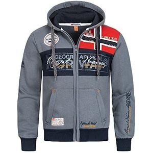Geographical Norway Flyer Heren - Hoodie voor heren Kangaroo Pocket Zip UK - Sweatshirt Logo Pullover Hoody Warme Lange Mouw - Truien heren Lente Zomer Herfst Winter, Donkergrijs, L