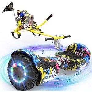EVERCROSS 6,5"" Hoverboards met Stoel, Zelfbalancerende Scooter met Bluetooth en LED, Hover Board met Hoverkart met 4Ah Batterij voor Kinderen, Tieners, Volwassenen