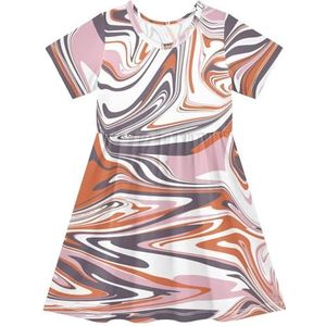 LI ZHI XIN Meisjes Jurk Kinderen Zomer Korte Mouw Ronde Hals Casual Jurken voor Leeftijd 2-8 Artistieke Graffiti Patronen Grijs Wit Rood, Meerkleurig, 2 jaar
