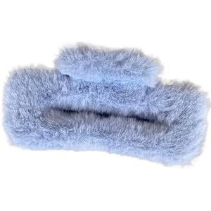 Winter Pluche Haar Klauw Elegante Haarspelden Vierkante Haai Haar Clip Barrette Krab Hoofddeksels for Vrouwen Meisjes Haaraccessoires (Color : Blue-M)