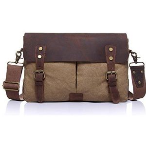 SGJFZD Retro schoudertas aktetas Crazy Horseskin mannen Crossbody tas kleine tas (kleur: messing, maat: S)