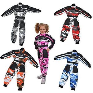 WULFSPORT JUNIOR KIDS CAMO KART SUIT Motocross Quad Sport Racing Overall Jump Suit - Blue - Junior (S) 5-6 Yrs