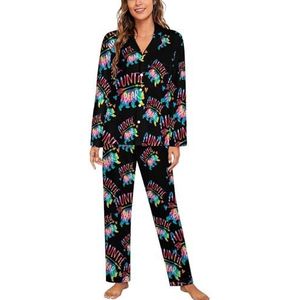 Tante Tie Dye Beer Lange Mouw Pyjama Sets voor Vrouwen Klassieke Nachtkleding Nachtkleding Zachte Pjs Lounge Sets
