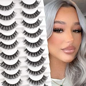 Kattenwimpers Volume 3Strip Pluizige Handgemaakte Herbruikbare D Curl Valse Wimpers