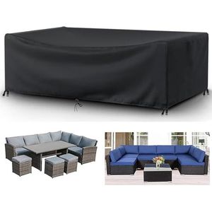NXMYDBD Waterdichte tuinmeubelhoezen van 200 x 180 x 100 cm / l x b x h zwart Oxford-stof rechthoekige grote tuinmeubelhoes waterdicht, winddicht, anti-uv, voor stoel en tafel, rotan bank