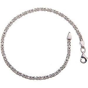 Koningsketting-armband, breedte 2,2 mm, lengte naar keuze 16-25 cm, echt 925 zilver, 19 centimeters, Sterling zilver, Geen steen.,