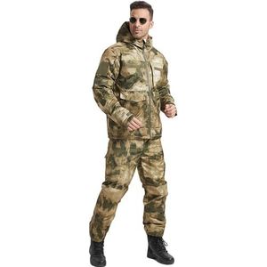 PRMTYUP Winter Men'S Softshell Camouflage Cotton Jacket Set, Outdoor Waterproof Windbreaker Tactical Jackets, Suitable For Winter Warmth And Outdoor Training,01,3XL