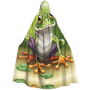 Bxzpzplj Cartoon Kikker Print Hooded Mantel Lange Voor Carnaval Cosplay Kostuums 185cm, Carnaval Fancy Dress Cosplay