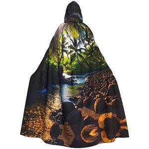 SSIMOO Hawaii zonnestralen volwassen mantel met capuchon, verschrikkelijke spookfeestmantel, geschikt voor Halloween en themafeesten