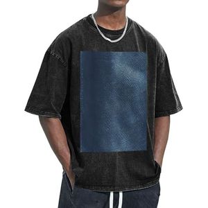 KPXXAQT Gradiënt Blauwe Denim Print Gemak Geschikt voor Verschillende Lichaamstypes Casual Korte Mouwen Ademend vermogen Mode, Zwart, M