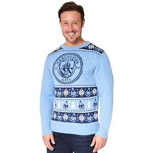 Manchester City FC kersttruien voor heren en tieners, warme gezellige kersttrui voor voetbal, M-3XL - stadsgeschenk voor mannen (Blauw, XL)