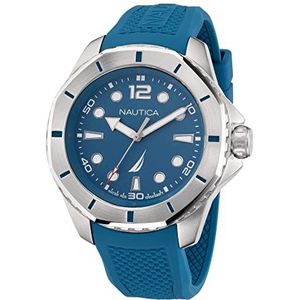 Nautica Heren KOH May Bay lichtblauw siliconen band horloge (model: NAPKMF203), blauw, Blauw, riem