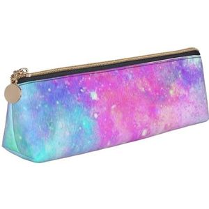 FUkker Potlood Pouch, Driehoek Pen Case Draagbare Potlood Tas Lederen Pouch voor School Kantoor, Marmer Galaxy Galaxy Heldere Kleur Kleurrijk, zoals afgebeeld, Eén maat, Tas Organizer