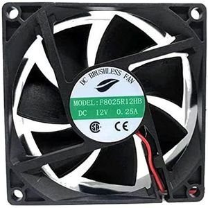 LMNCBVYA F8025R12HB 80mm DC Cooling Fan - 12V 0.25A 2-Wire Fan for PC and Electronics Cooling