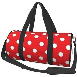 Rode en witte stippen, grote capaciteit reizen plunjezak ronde handtas sport reistas draagtas fitness tas, zoals afgebeeld, Eén maat