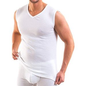 HERMKO 16050 Zakelijk onderhemd voor heren, 2 stuks, met V-hals, wit, XL