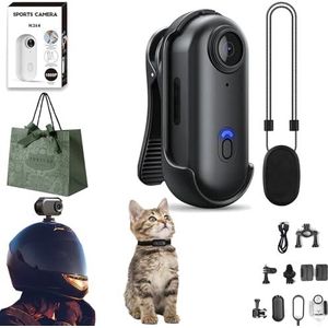 Gosnap Go Snap Camera, 4k Thumb Action Camera, Pnarma Gosnap met 360° rotatie veerclip, HD 1080p ketting camera, Mount Anywhere (zwart)