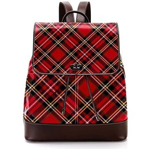 Rode geruite gepersonaliseerde casual dagrugzak tas voor tiener, Meerkleurig, 27x12.3x32cm, Rugzak Rugzakken