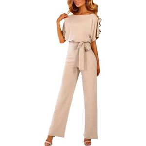 Tdvcpmkk Jumpsuit voor dames, business, strakke taille, slanke jumpsuit, Abrikoos, S