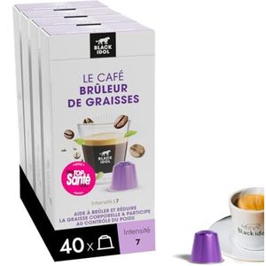 CAFE BLACK IDOL FAT BURNER - compatibel met Nespresso® - koffie capsules - 40 CAPSULES - Gemalen en gebrand in Frankrijk - Koffie met natuurlijke antioxidanten uit groene thee