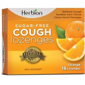 Herbion Naturals Suikervrije hoestpastilles met natuurlijke sinaasappelsmaak, 18 zuigtabletten - Verlicht hoest, keelpijn
