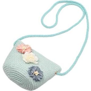 MZPOZB Grote Stro Tassen Meisje Crossbody Tas Handgemaakte Bloemen Rotan Mini Schoudertas Zomer Stro Strand Tas Casual Tassen Handtas Vrouwen Stro, Groen, Eén maat