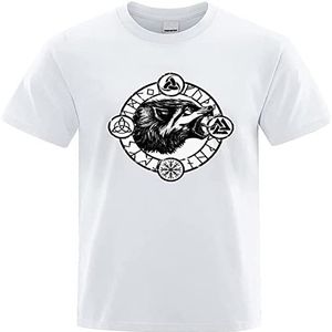 Noorse Mythologie Fenrir Wolf Heren korte mouw, 3D printen casual mode kleurrijke T-shirts, Geweldige oversized top voor vaderdagcadeaus.
