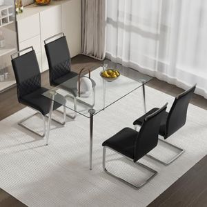 LUNEX HOME Set van 2/4/6 eetkamerstoelen van kunstleer, bureaustoel, wit/zwart/grijs (grijs, set van 4)