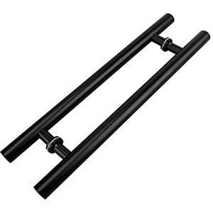 LKAMCBZMF Schuif de schuifdeurgreep, schuifdeurgreep voor schuurdeuren voor houten en glazen deuren, ronde hardware-handgreep met accessoires (mat zwart, 50 cm x 30 cm)