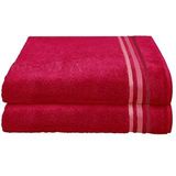 Schiesser Handdoek Skyline Color - 100% Katoen - Set van 2 badhanddoeken - Goed absorberende badlaken set - 70 x 140 cm - Rood
