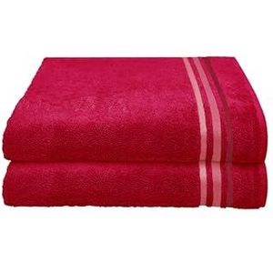 Schiesser Handdoek Skyline Color - 100% Katoen - Set van 2 badhanddoeken - Goed absorberende badlaken set - 70 x 140 cm - Rood
