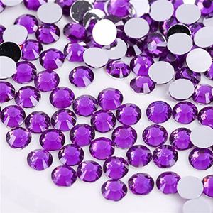 1500 stuks SS16 4 mm platte strass steentjes helder glas ronde edelstenen kristallen voor nail art doe-het-zelf ambachten kleding schoenen tassen (paars)