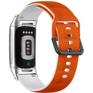 RYANUKA Sport zachte band compatibel met Fitbit Charge 5 / Fitbit Charge 6 (oranje papier textuur) siliconen armband band accessoire, Siliconen, Geen edelsteen