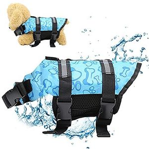 QSXX Reddingsvest voor kleine hond, 1 stuk, hondenzwemvest, levensredder vest met reflecterende strepen, ondersteunende zwemhulp voor maximale veiligheid tijdens het surfen, SUP