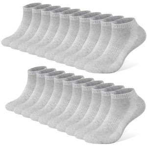 FALARY Sneakersokken Heren Dames Sportsokken 10 paar Ademende Loopsokken Katoenen Sokken Korte Halve Sokken Grijs 39-42