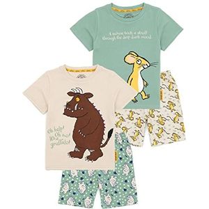 The Gruffalo Kids 2 Pack Pyjama's | Jongens Meisjes Peuters Beige Groen T-shirt met korte mouw Shorts Set | Monster Mouse Karakter Thema Nachtkleding Merchandise
