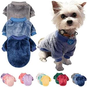 Kleine hondentruien voor kleine honden, meisje of jongen, gezellige puppy yorkie huisdier kat winterkleding jas pluche kleine hond of kat jas kleding (Klein, grijs, blauw, donkerblauw)