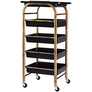 Salon Trolley Kappers Kapper Kar met 5 Lagen Gouden Laden voor Tool Opslag